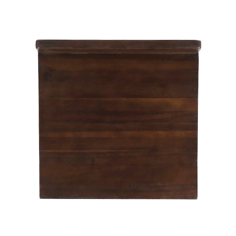 Tabouret de bar en bois d'acacia avec pieds en fer et dossier bas, marron et gris