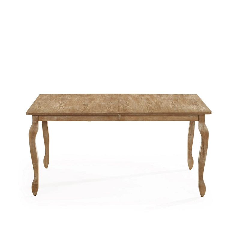 Table à manger extensible Pieds cabrioles Bois brun naturel brossé