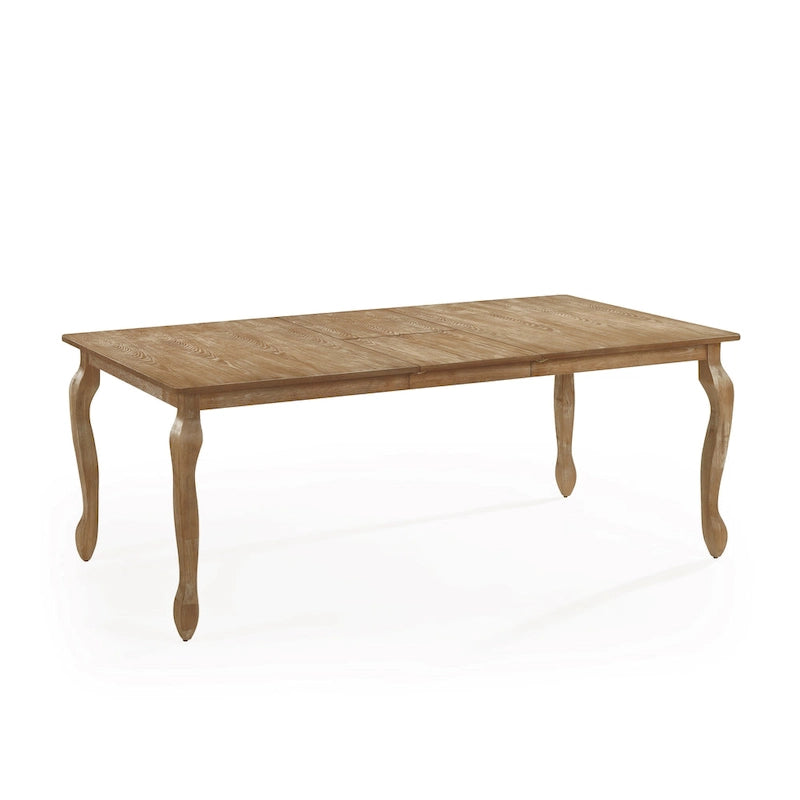 Table à manger extensible Pieds cabrioles Bois brun naturel brossé