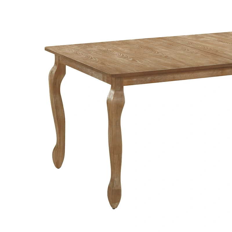 Table à manger extensible Pieds cabrioles Bois brun naturel brossé