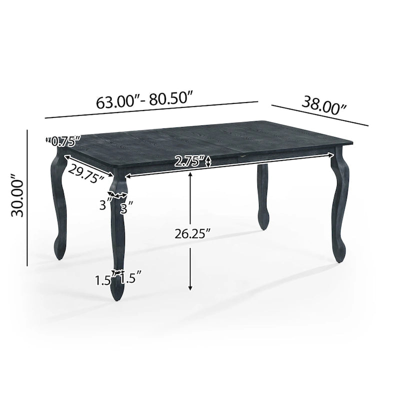 Table à manger extensible Pieds cabrioles Bois brun naturel brossé