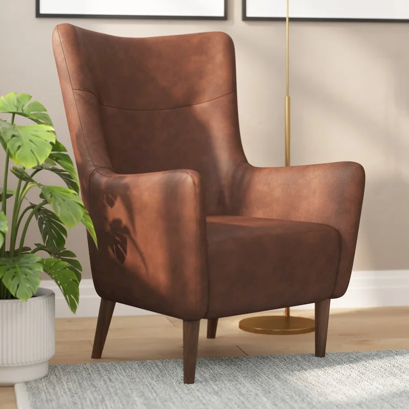Fauteuil d'appoint moderne Wingback, assise en mousse rembourrée douce, pieds en bois, multicolore