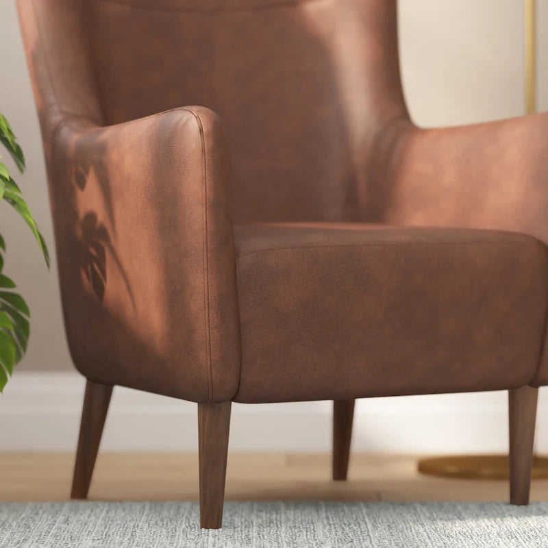 Fauteuil d'appoint moderne Wingback, assise en mousse rembourrée douce, pieds en bois, multicolore