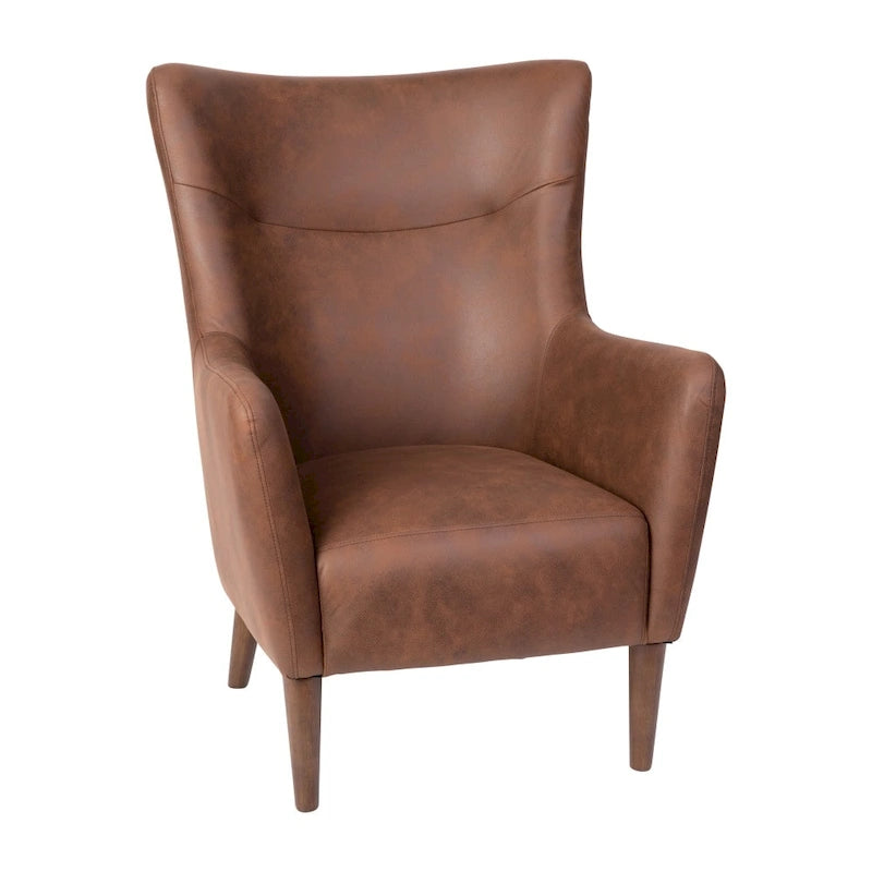 Fauteuil d'appoint moderne Wingback, assise en mousse rembourrée douce, pieds en bois, multicolore