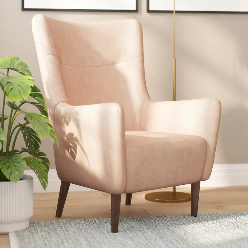 Fauteuil d'appoint moderne Wingback, assise en mousse rembourrée douce, pieds en bois, multicolore