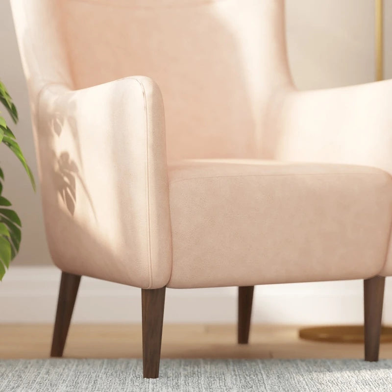 Fauteuil d'appoint moderne Wingback, assise en mousse rembourrée douce, pieds en bois, multicolore