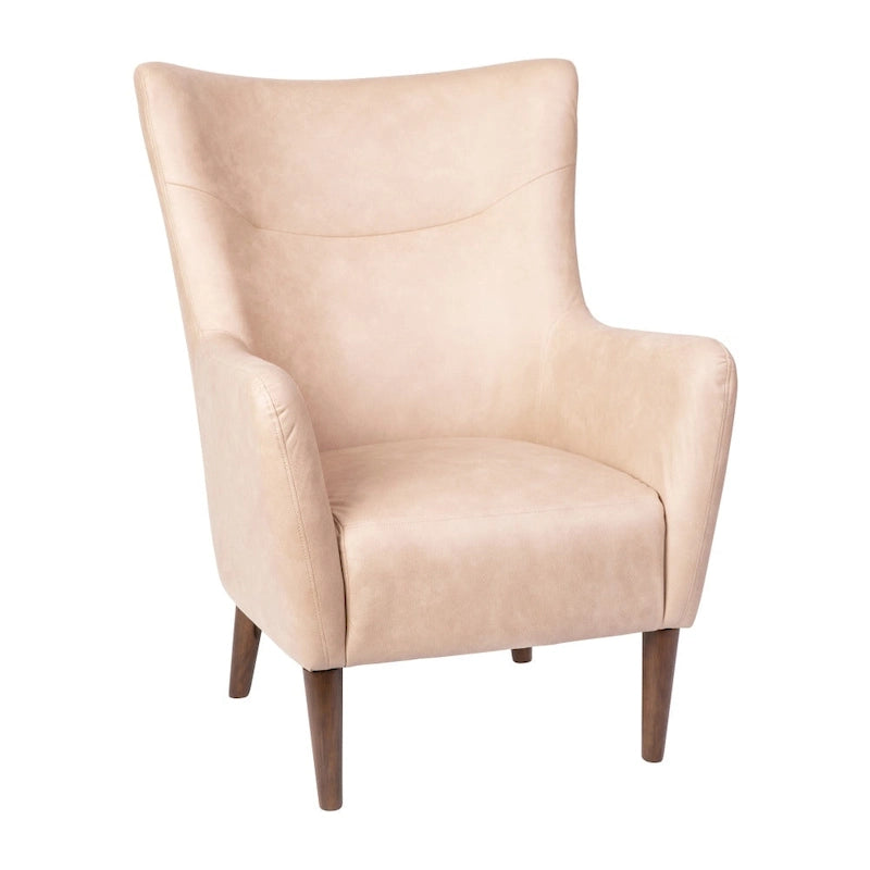 Fauteuil d'appoint moderne Wingback, assise en mousse rembourrée douce, pieds en bois, multicolore