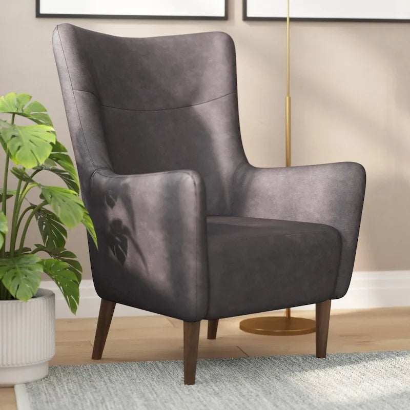 Fauteuil d'appoint moderne Wingback, assise en mousse rembourrée douce, pieds en bois, multicolore