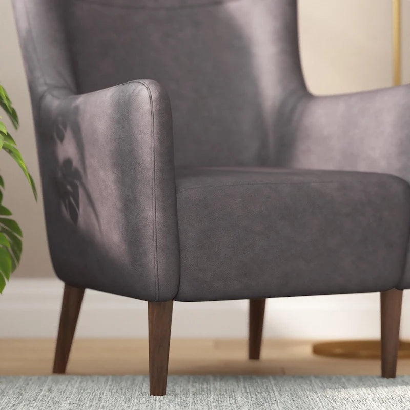 Fauteuil d'appoint moderne Wingback, assise en mousse rembourrée douce, pieds en bois, multicolore