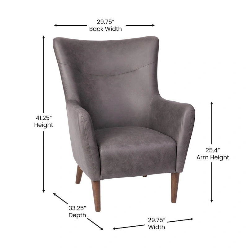 Fauteuil d'appoint moderne Wingback, assise en mousse rembourrée douce, pieds en bois, multicolore