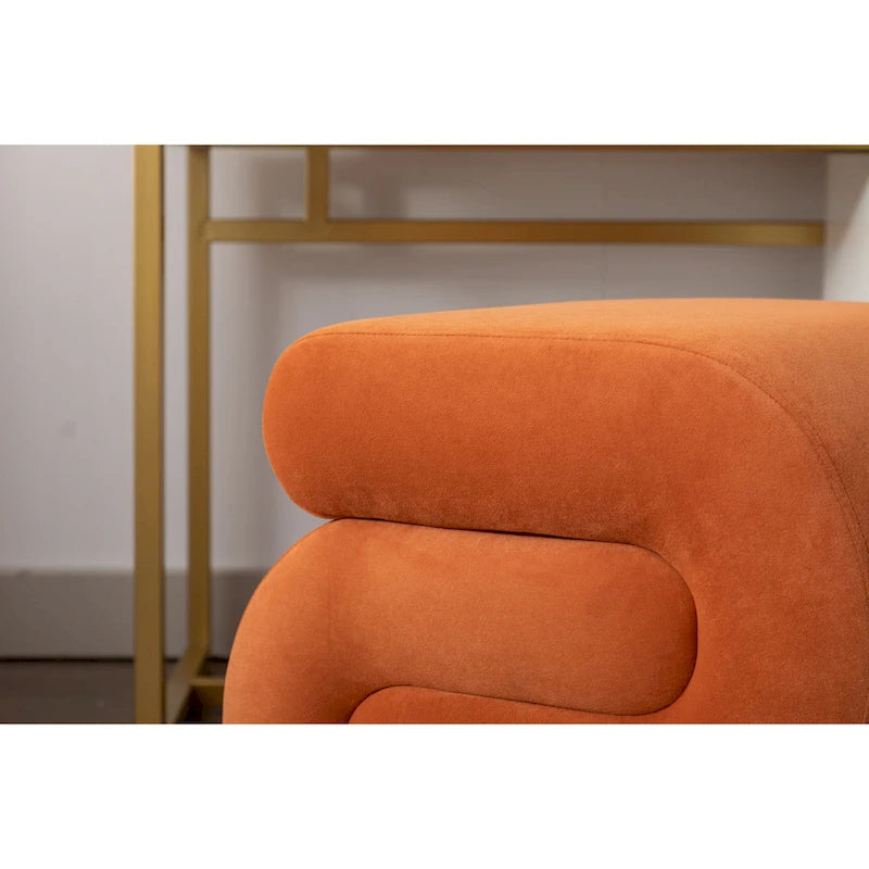 Repose-pieds ottoman en velours rembourré en forme de S, marron café