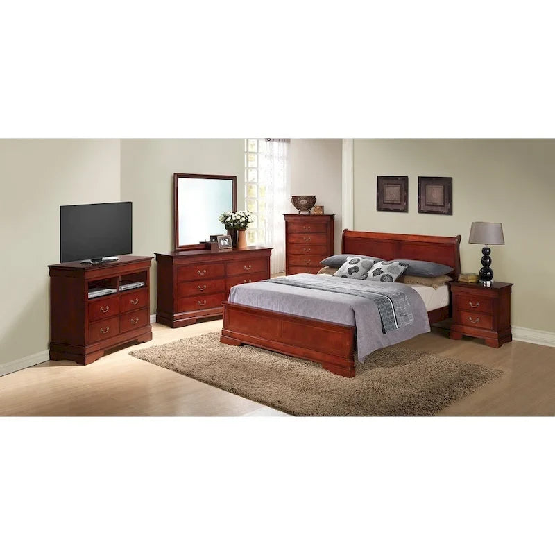 Cadre de lit Queen traîneau traditionnel avec tête de lit incurvée