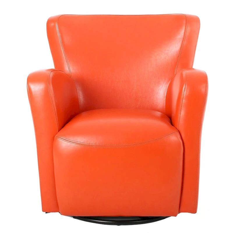 Fauteuil club en cuir reconstitué avec base pivotante et finition expresso