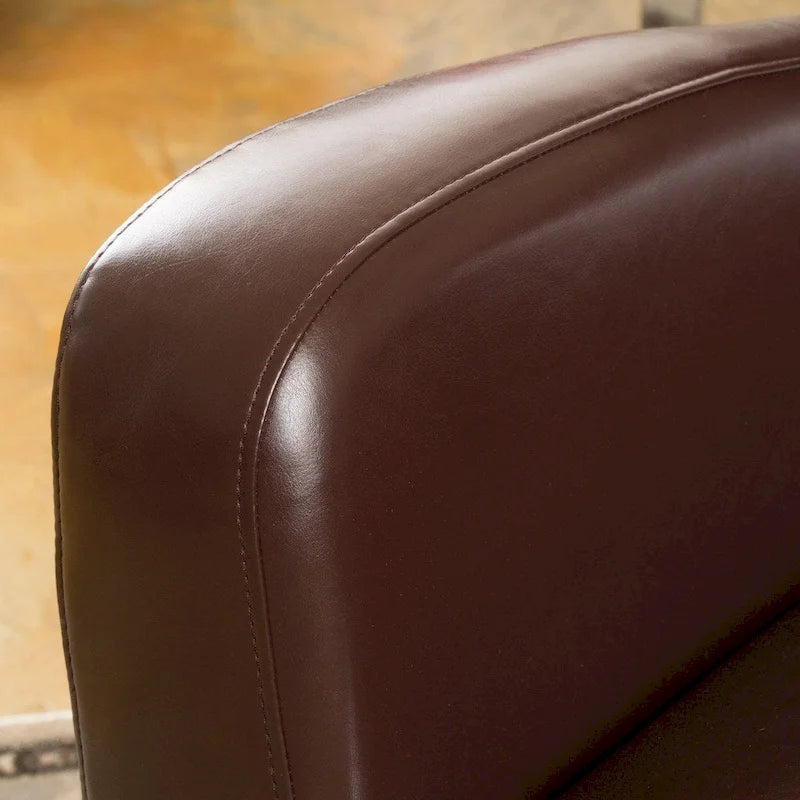 Fauteuil club en cuir reconstitué avec base pivotante et finition expresso