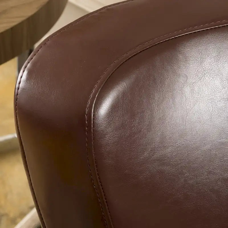 Fauteuil club en cuir reconstitué avec base pivotante et finition expresso