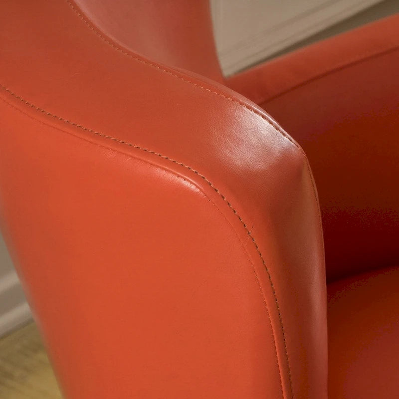 Fauteuil club en cuir reconstitué avec base pivotante et finition expresso