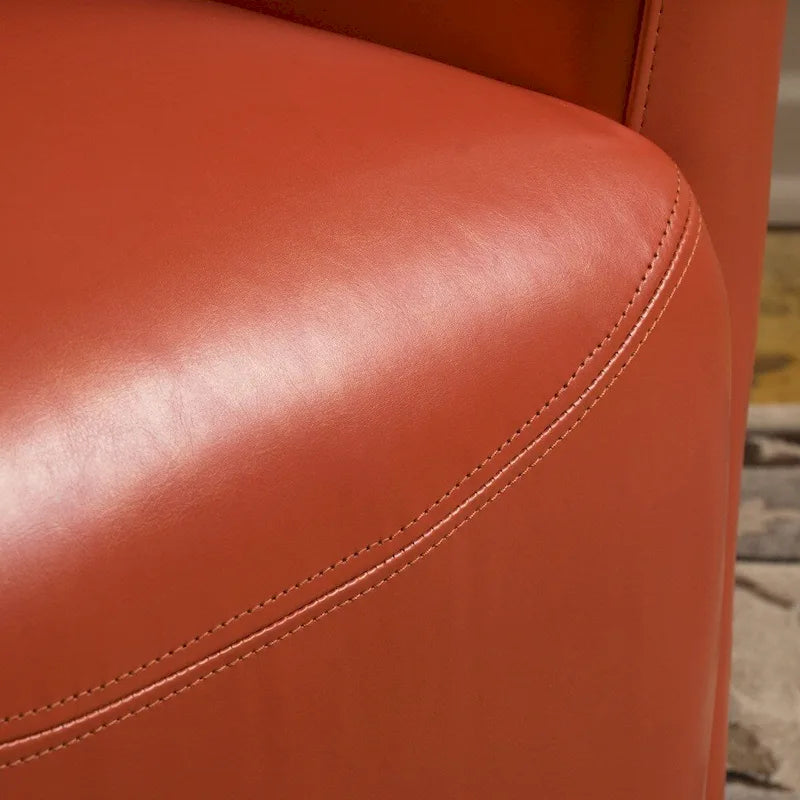 Fauteuil club en cuir reconstitué avec base pivotante et finition expresso
