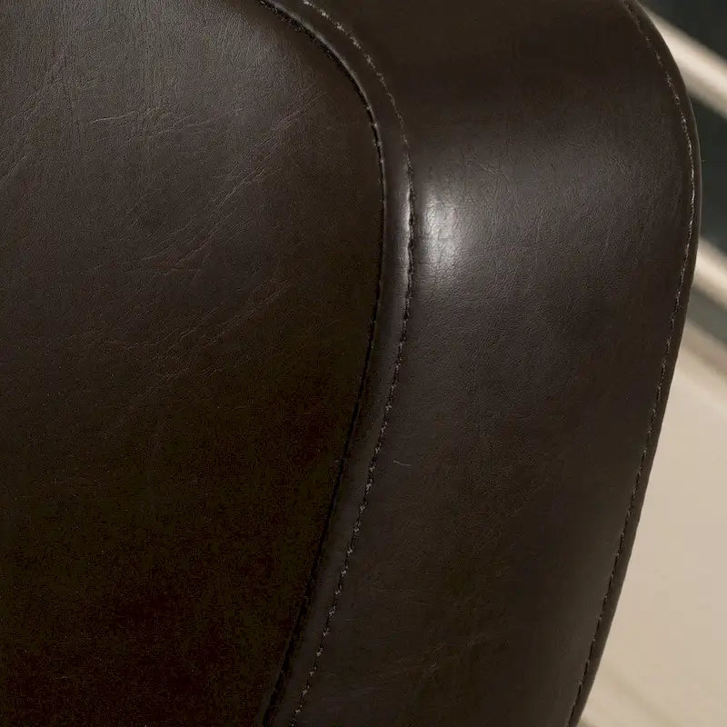 Fauteuil club en cuir reconstitué avec base pivotante et finition expresso