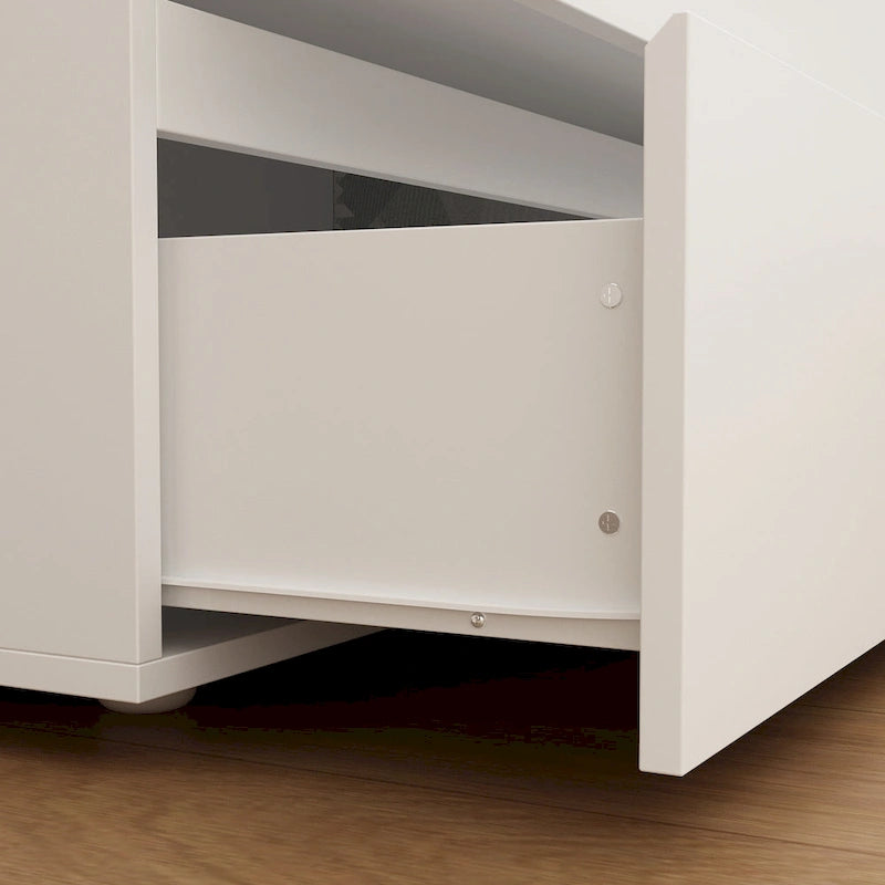 Commode double 6 tiroirs blanche, grand meuble de rangement pour chambre à coucher