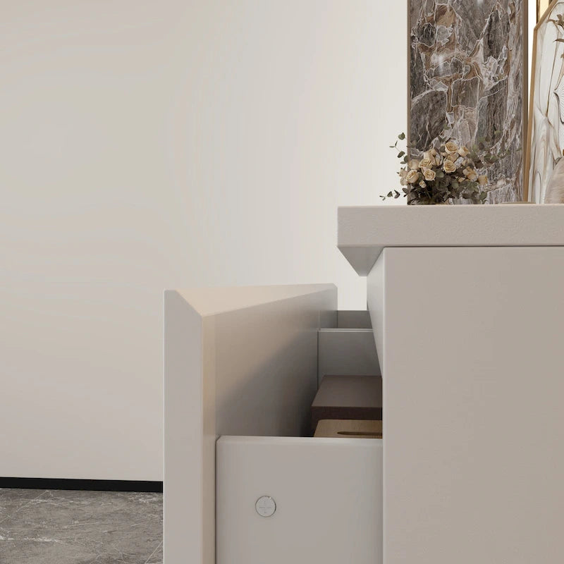 Commode double 6 tiroirs blanche, grand meuble de rangement pour chambre à coucher