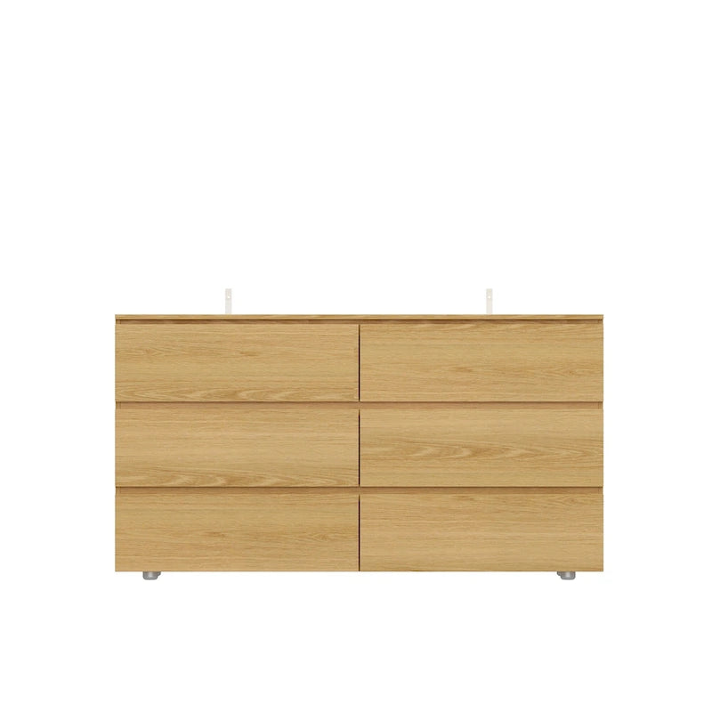 Commode double 6 tiroirs blanche, grand meuble de rangement pour chambre à coucher