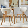 Chaise de salle à manger en bois courbé blanc bouclé chêne clair, style Mid-Century Modern