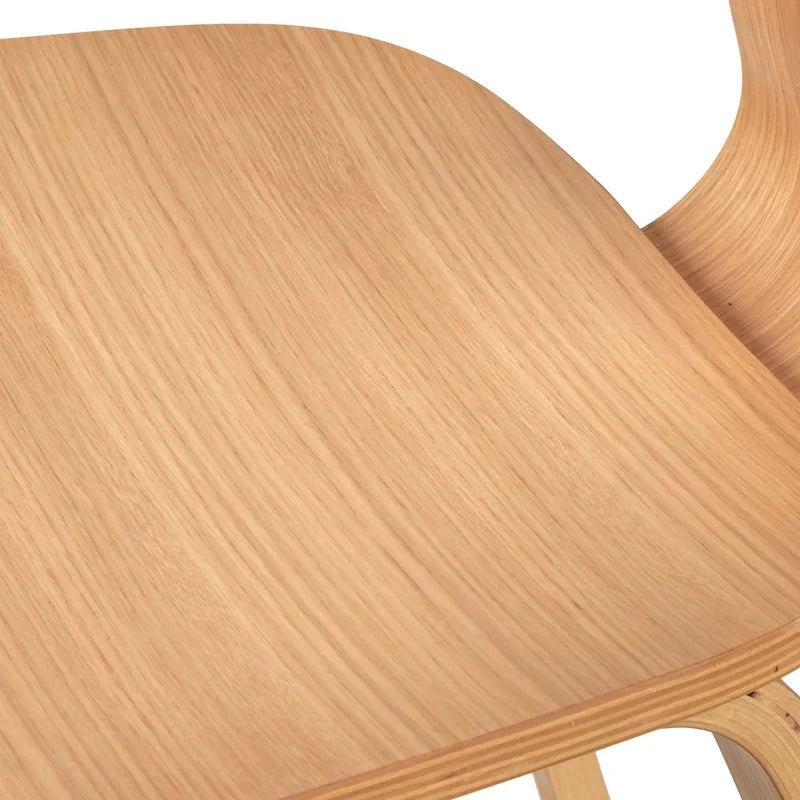 Chaise de salle à manger en bois courbé blanc bouclé chêne clair, style Mid-Century Modern