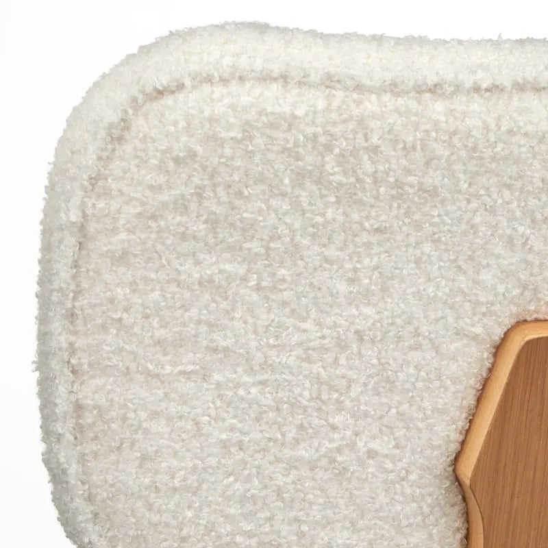 Chaise de salle à manger en bois courbé blanc bouclé chêne clair, style Mid-Century Modern