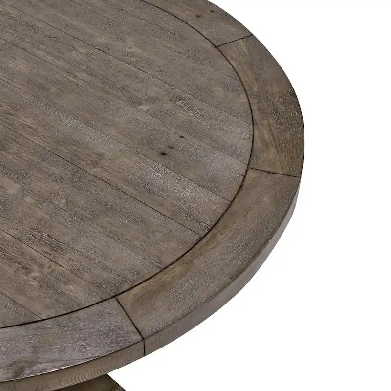 Table de salle à manger ronde sur pied en pin recyclé marron vieilli