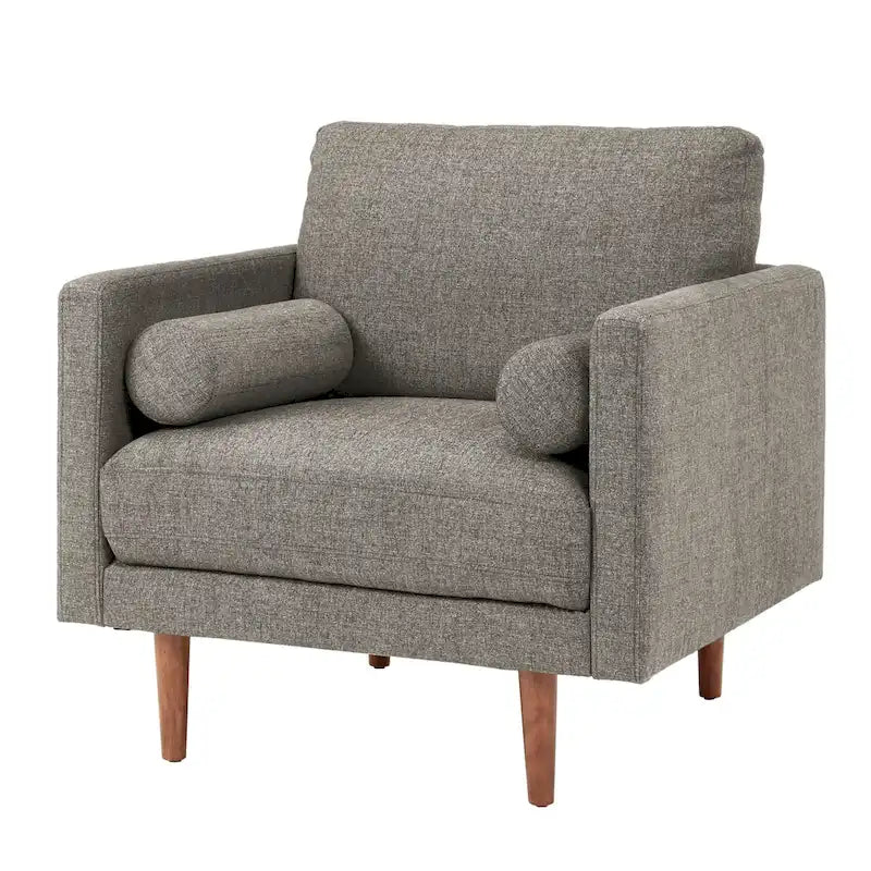 Fauteuil d'appoint rembourré Mid-Century Modern avec coussin de dossier cylindrique et pieds fuselés