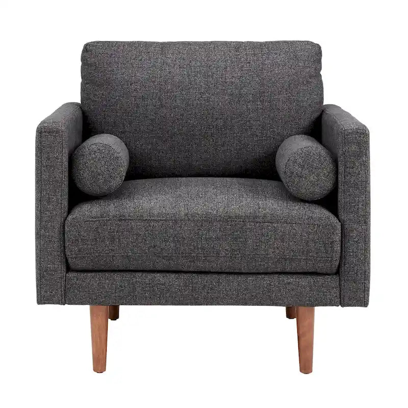 Fauteuil d'appoint rembourré Mid-Century Modern avec coussin de dossier cylindrique et pieds fuselés