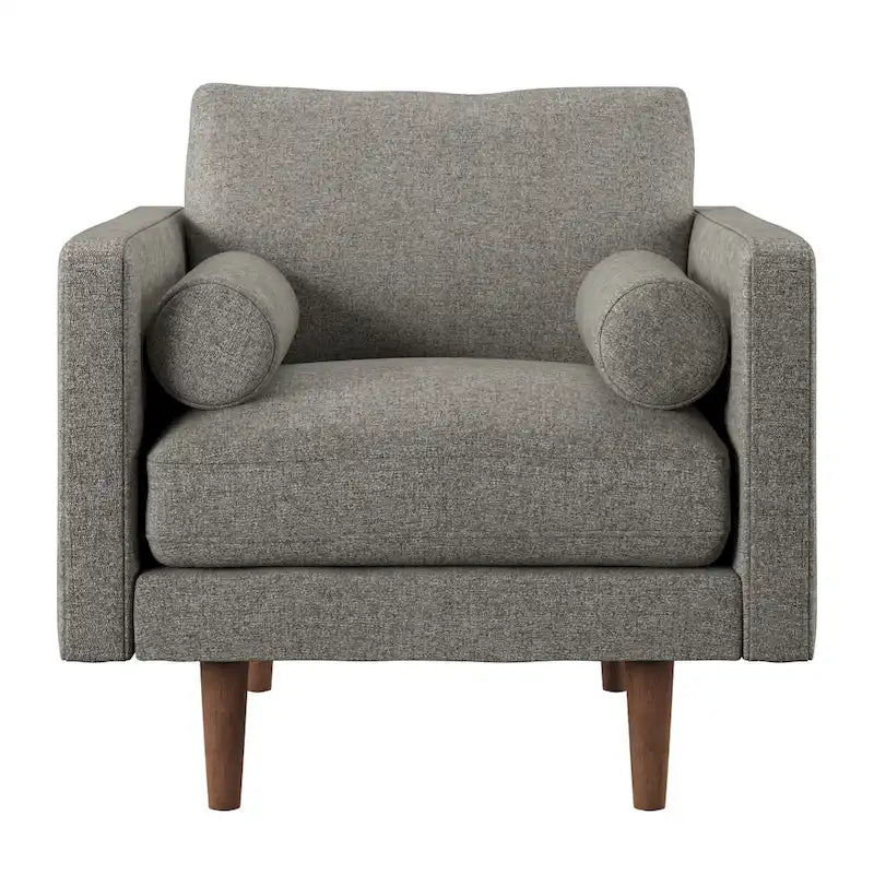 Fauteuil d'appoint rembourré Mid-Century Modern avec coussin de dossier cylindrique et pieds fuselés