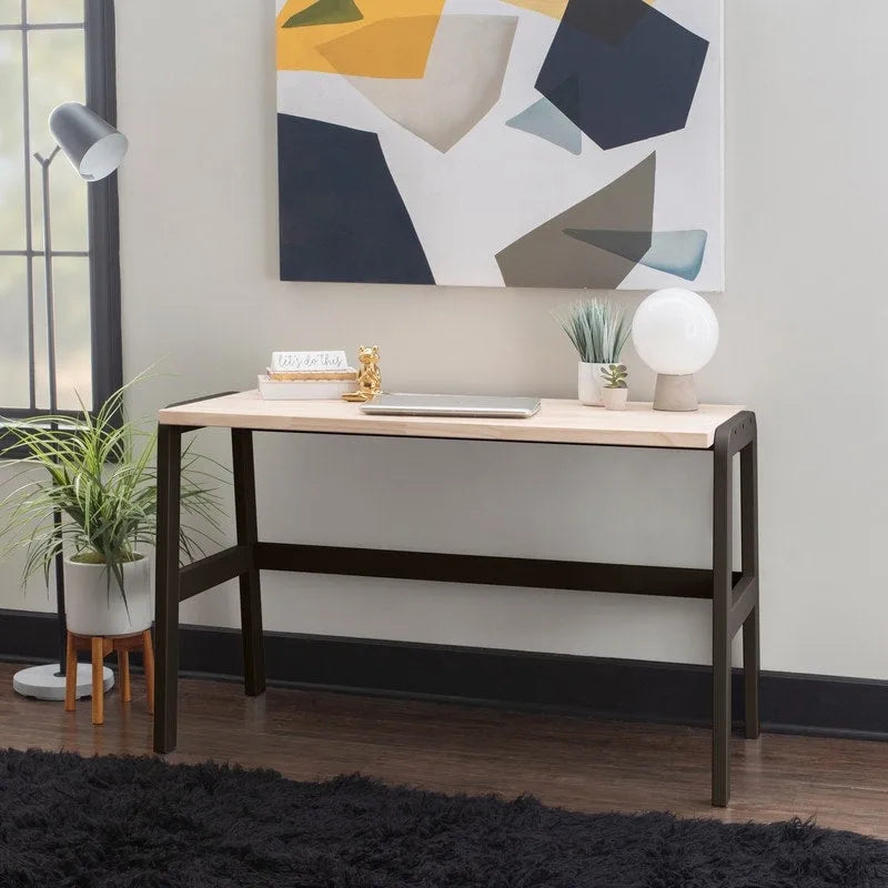 Bureau en pin massif avec piétement en métal noir