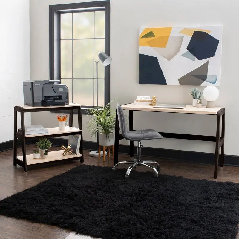 Bureau en pin massif avec piétement en métal noir