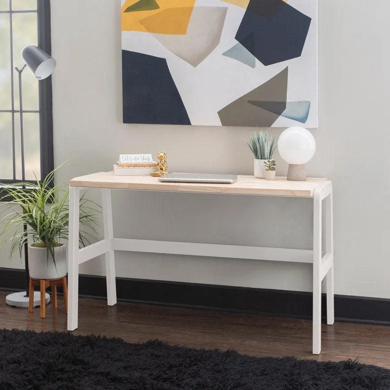 Bureau en pin massif avec piétement en métal noir