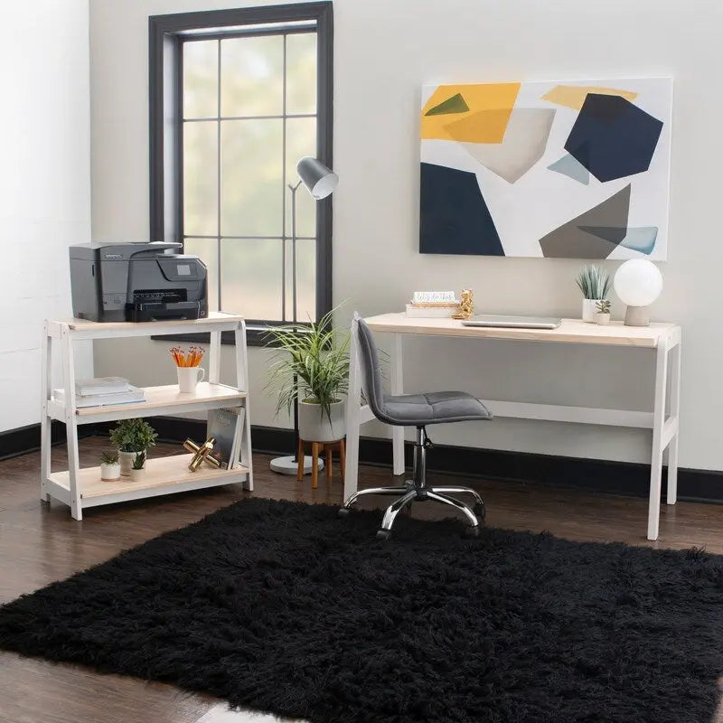 Bureau en pin massif avec piétement en métal noir
