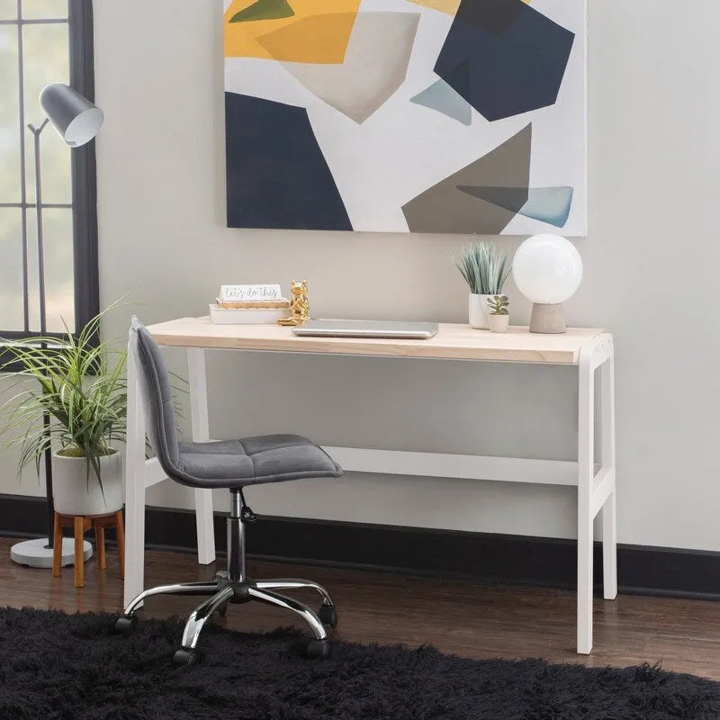 Bureau en pin massif avec piétement en métal noir