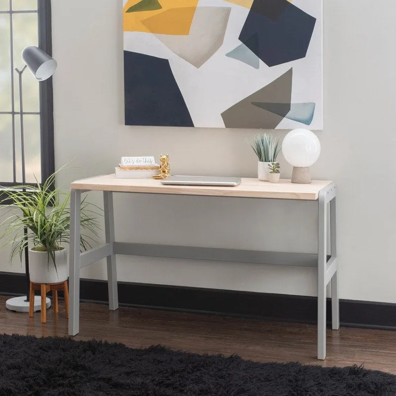 Bureau en pin massif avec piétement en métal noir