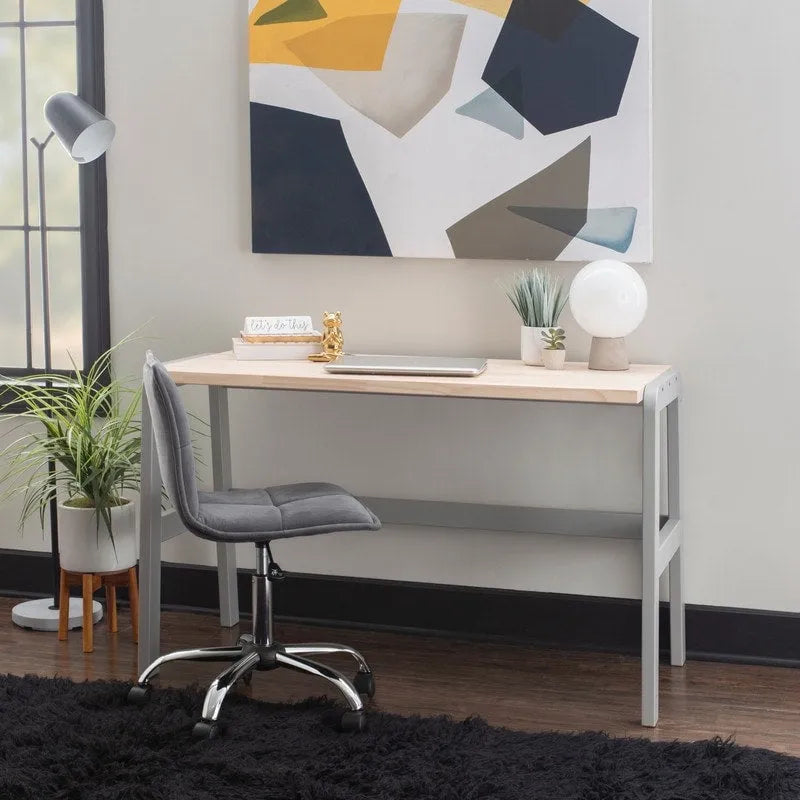 Bureau en pin massif avec piétement en métal noir
