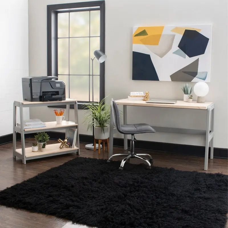 Bureau en pin massif avec piétement en métal noir