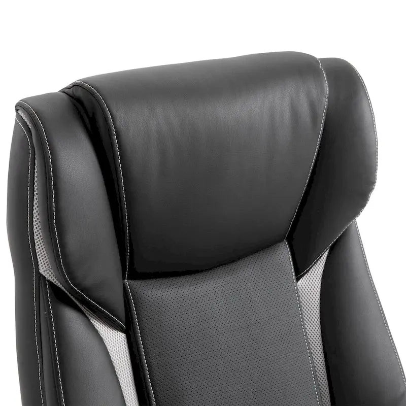 Fauteuil de bureau ergonomique à dossier haut en cuir PU, hauteur réglable, pivotant à 360°, noir