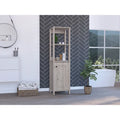 Meuble de salle de bain haut avec étagères ouvertes et porte simple Gris clair