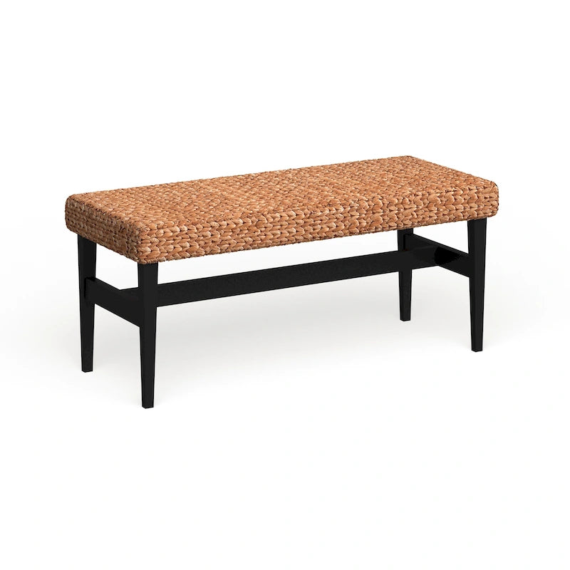 Banc tissé Tropical Côte, Fini Noir et Naturel