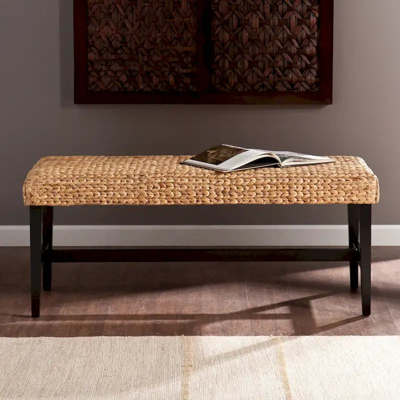 Banc tissé Tropical Côte, Fini Noir et Naturel