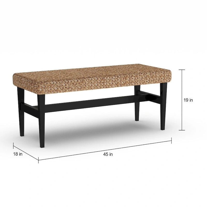 Banc tissé Tropical Côte, Fini Noir et Naturel