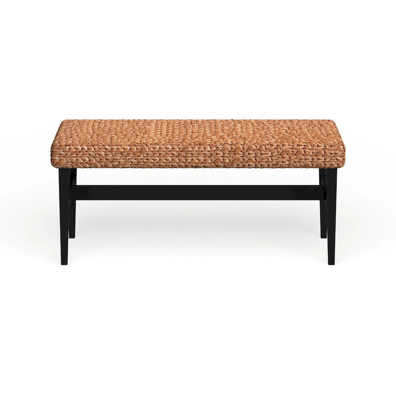 Banc tissé Tropical Côte, Fini Noir et Naturel