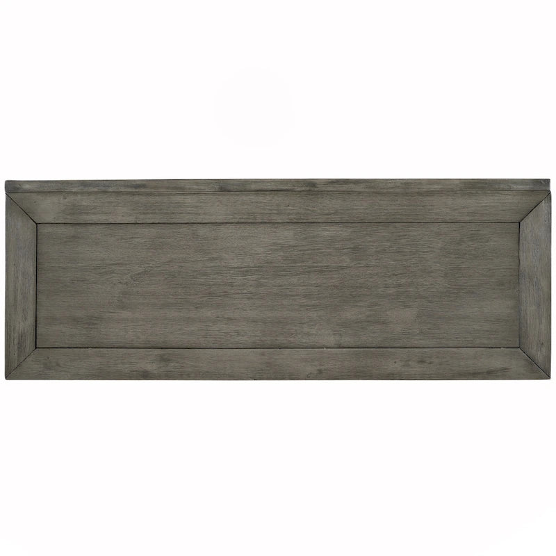 Buffet bas accentué à double porte à chevrons et étagères réglables, style antique