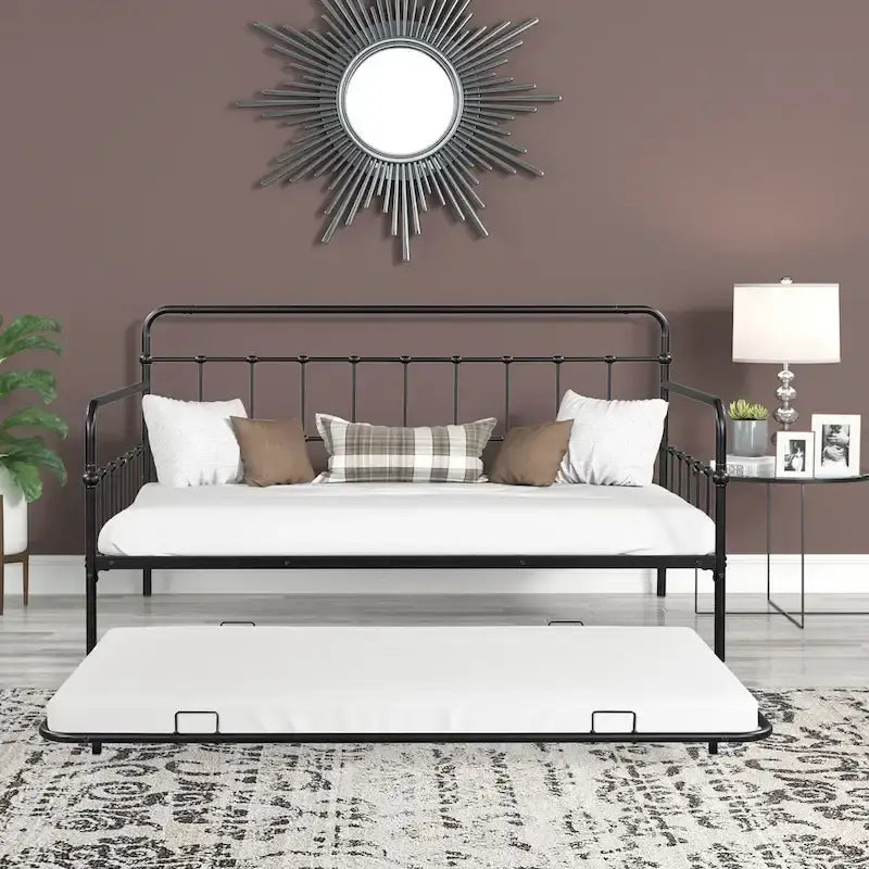 Cadre de lit de repos moderne en métal à lattes Blanc Noir Bronze Chambre à coucher