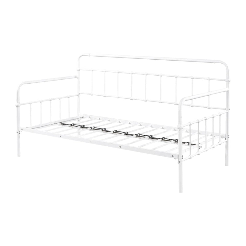 Cadre de lit de repos moderne en métal à lattes Blanc Noir Bronze Chambre à coucher