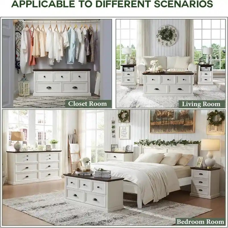 Banc de rangement 5 tiroirs de style ferme avec poignées coquilles, finition gris foncé